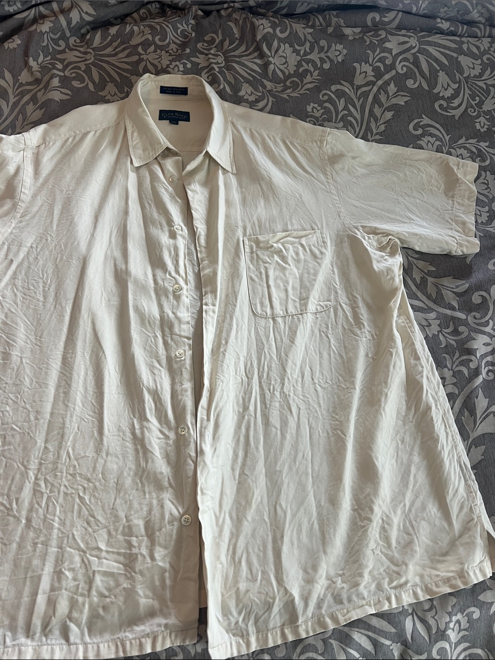 Club Room Cream Short-Sleeve Button-Down Shirt